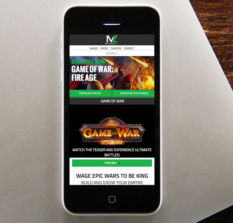 Machine-zone-app-gaming-website-redesign-homepage-mobile-layout-responsive-game-of-war